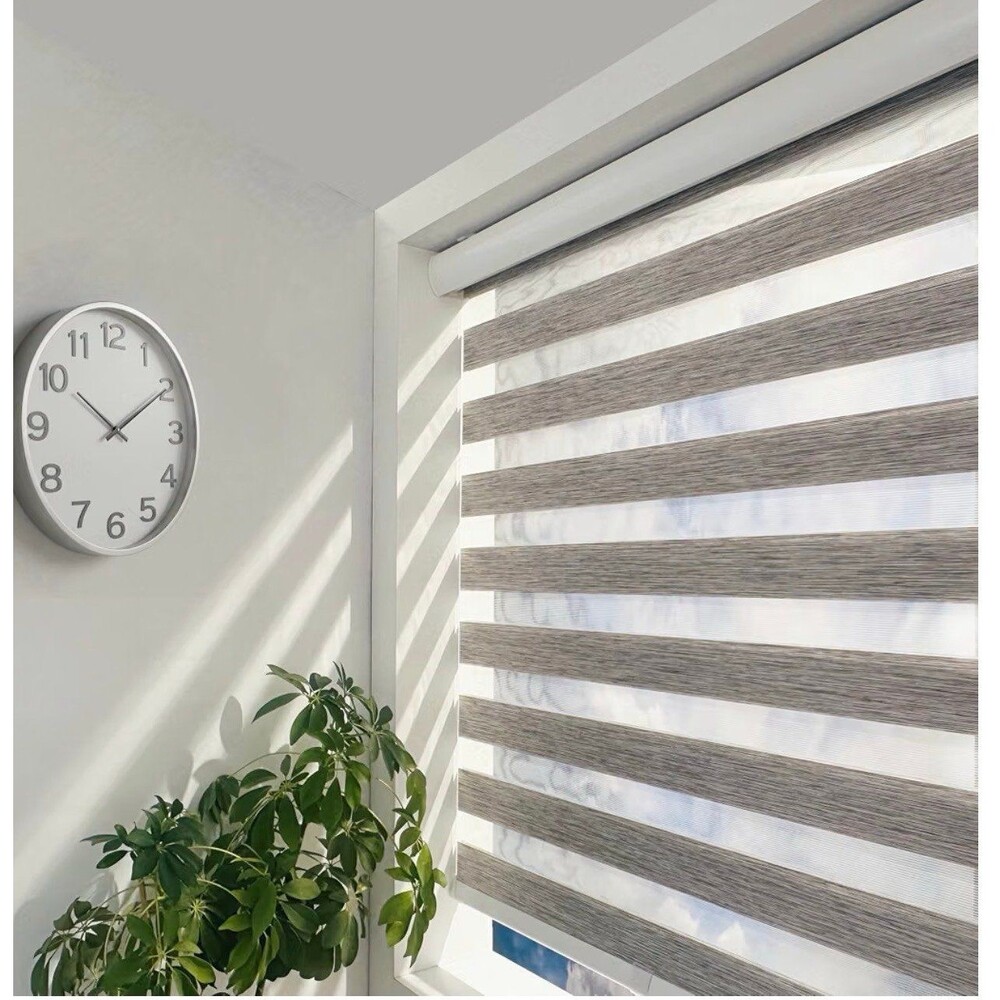 ShadesU Cordless Zebra Blinds Roller Shades, Grey, 20.5" W x 72" H 2 pc